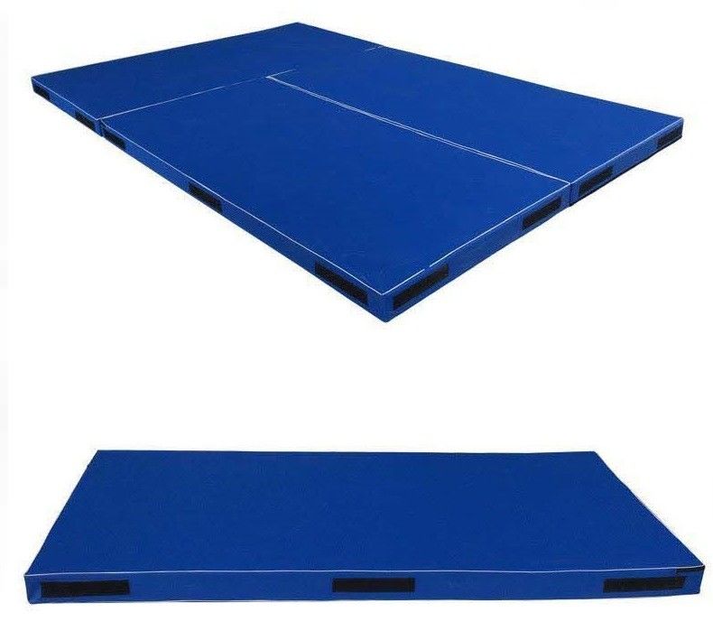 Washable Material Gymnastics Soft Mat 600x200x10cm With Diverg. Demarcation Lines, Blue